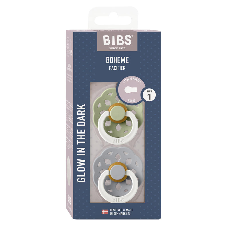 Bibs BOHEME 2pak rund str 1 - Sage/Cloud GLOW-sutter-Bibs-Ollifant.dk