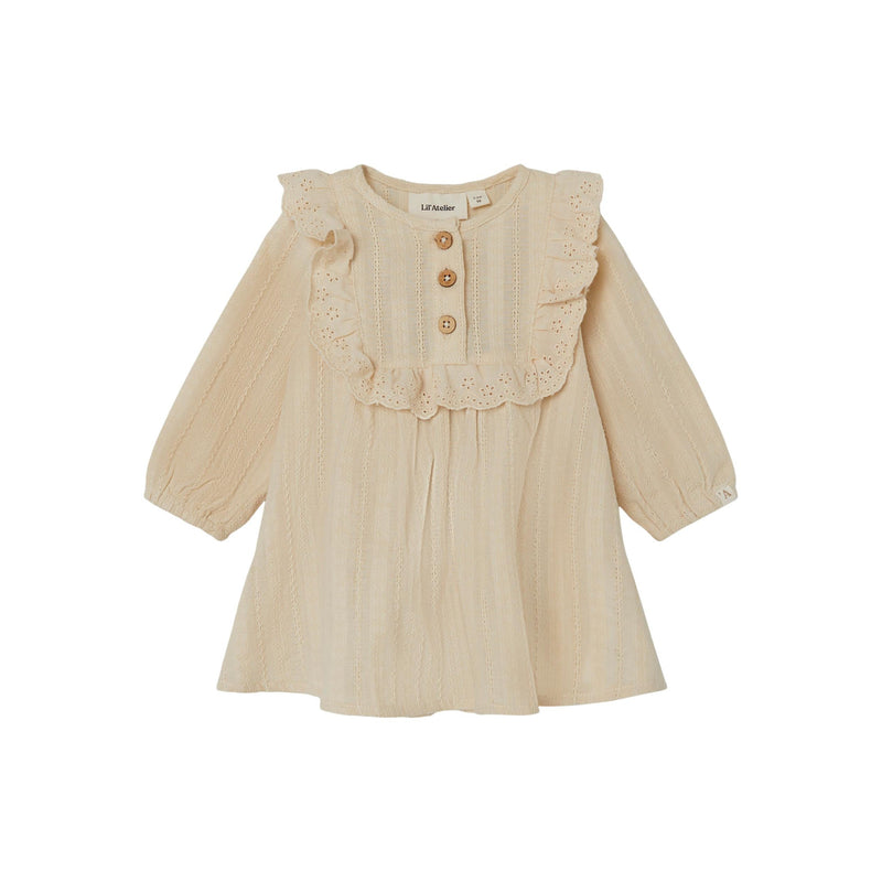 lil'atelier - OYA LS LOOSE DRESS LIL - wood ash-Kjole-Lil'Atelier-Ollifant.dk