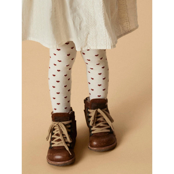 Lil'Atelier Strømpebukser REBA - Turtledove Red hearts-Strømpebukser-Lil'Atelier-Ollifant.dk