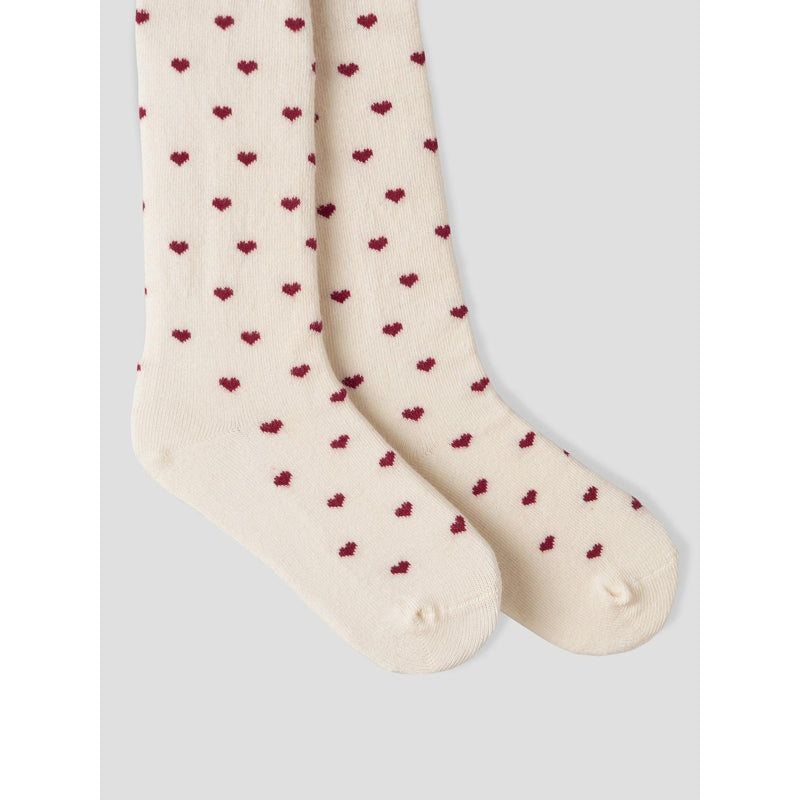 Lil'Atelier Strømpebukser REBA - Turtledove Red hearts-Strømpebukser-Lil'Atelier-Ollifant.dk