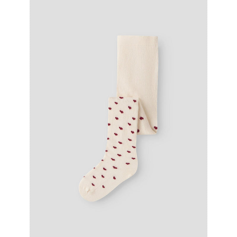 Lil'Atelier Strømpebukser REBA - Turtledove Red hearts-Strømpebukser-Lil'Atelier-Ollifant.dk