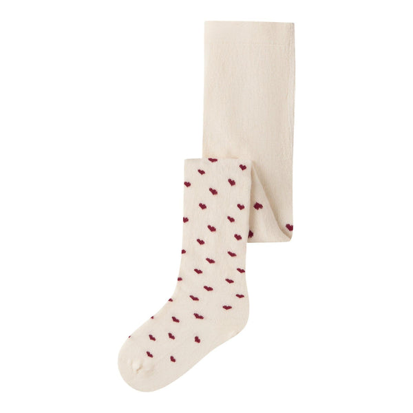 Lil'Atelier Strømpebukser REBA - Turtledove Red hearts-Strømpebukser-Lil'Atelier-Ollifant.dk