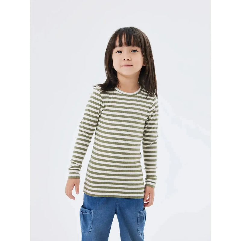 Name it Bluse SURAJA NOOS - Lichen Green Stripes-Bluser-Name it-Ollifant.dk