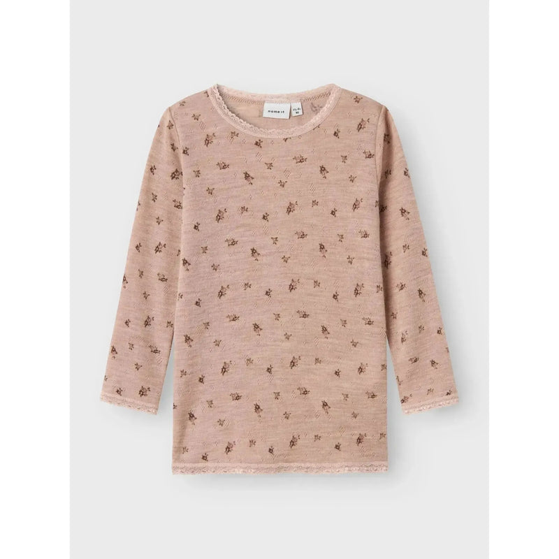 Name it bluse WANG ULD NOOS - Grey Small Flowers-Bluser-Name it-Ollifant.dk