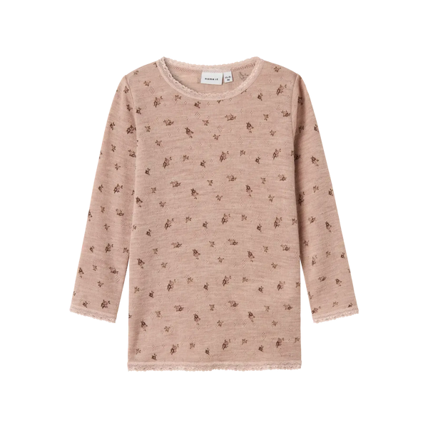 Name it bluse WANG ULD NOOS - Grey Small Flowers-Bluser-Name it-Ollifant.dk