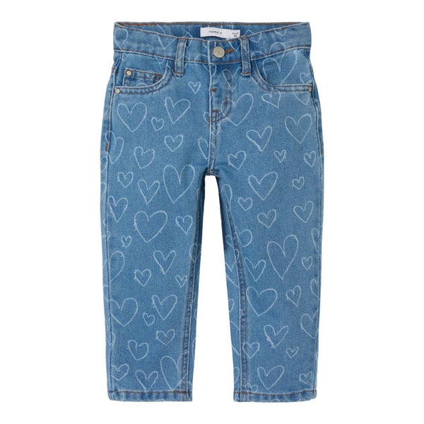 Name it bukser BELLA - Blue Denim Hearts-Bukser-Name it-Ollifant.dk