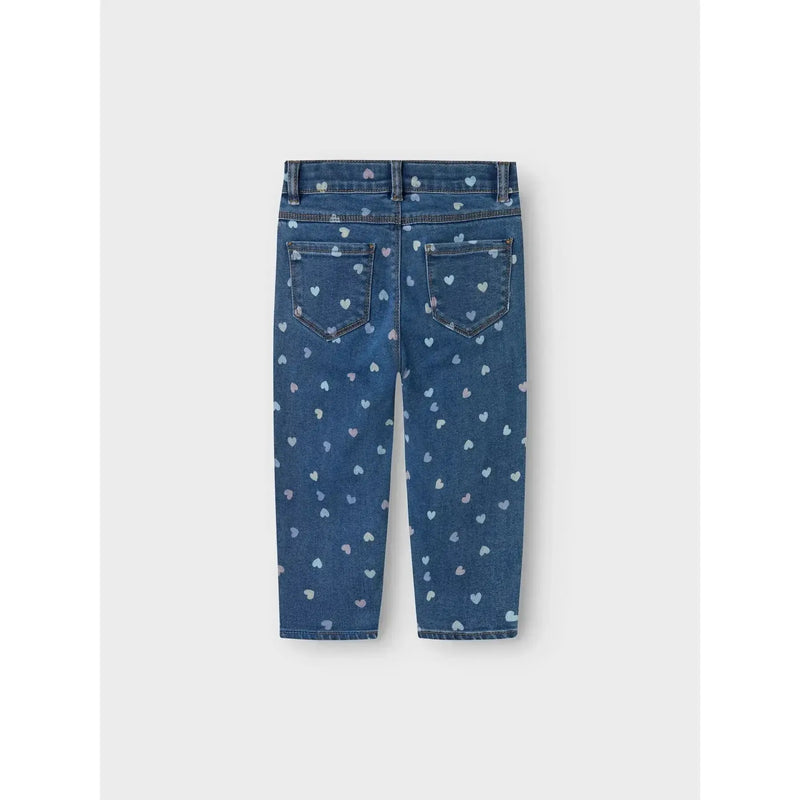 Name it bukser BELLA MOM NOOS - Denim blue Hearts-jeans-Name it-Ollifant.dk