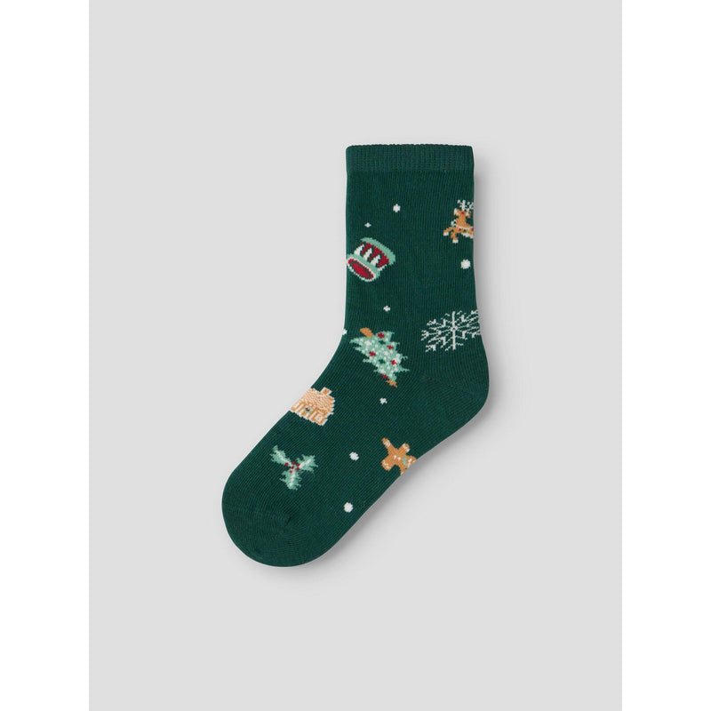 Name it Julestrømper 3pak VISMAS - Jester Red Navy Blazer + Botanical Garden-Strømper-Name it-Ollifant.dk