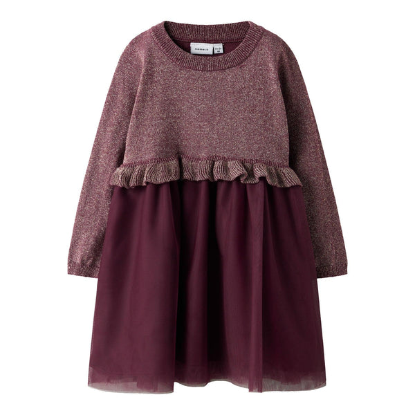 Name it Kjole REFRAJA - Burgundy-kjole-Name it-Ollifant.dk