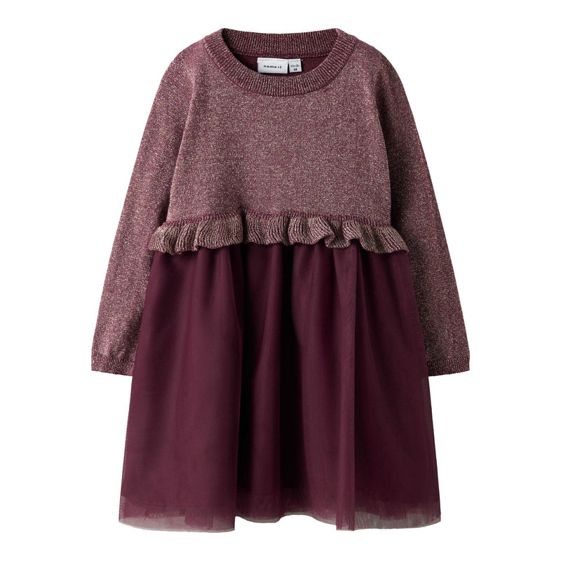 Name it Kjole REFRAJA - Burgundy-kjole-Name it-Ollifant.dk