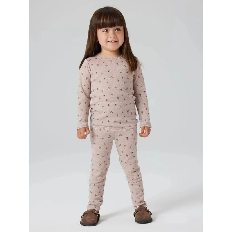 Name it Leggings WANG ULD NOOS - Grey Small Flowers-Leggings-Name it-Ollifant.dk