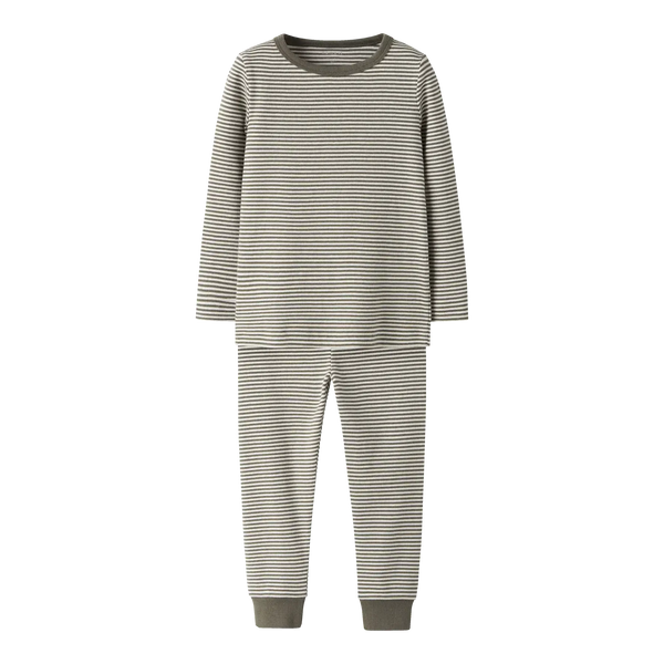 Name it Natsæt STRIPE - Dusty Olive-Nattøj-Name it-Ollifant.dk