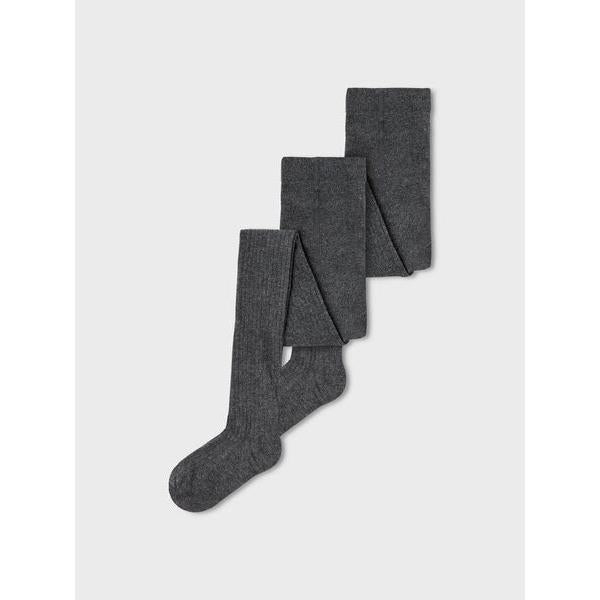 Name it strømpebukser RIB 2pak - Dark Grey Melange-Strømpebukser-Name it-Ollifant.dk