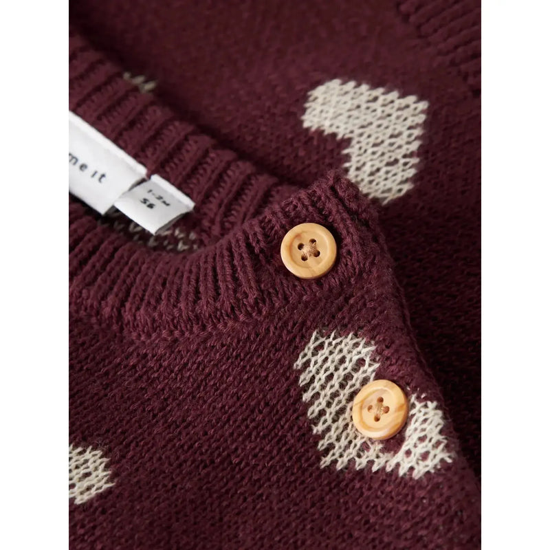 Name it Trøje OANA - Burgundy-Striktrøje-Name it-Ollifant.dk