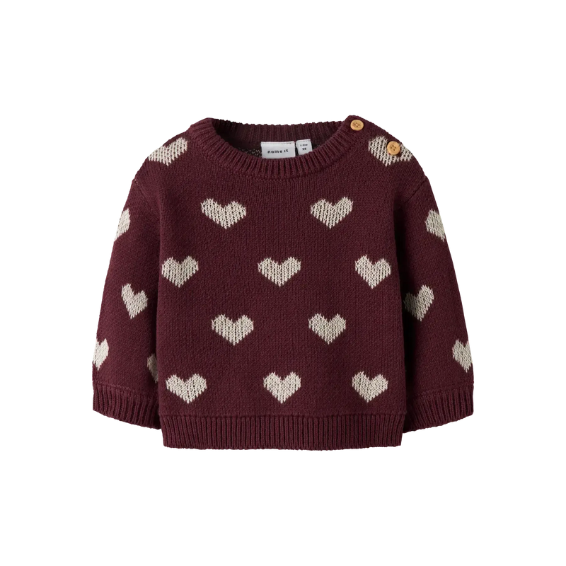 Name it Trøje OANA - Burgundy-Striktrøje-Name it-Ollifant.dk