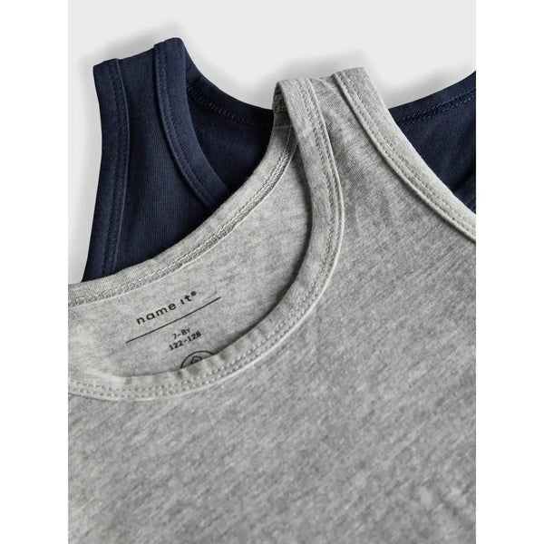 Name it Undertrøjer 2pak NOOS - Grey melange/Dark Sapphire-undertøj-Name it-Ollifant.dk