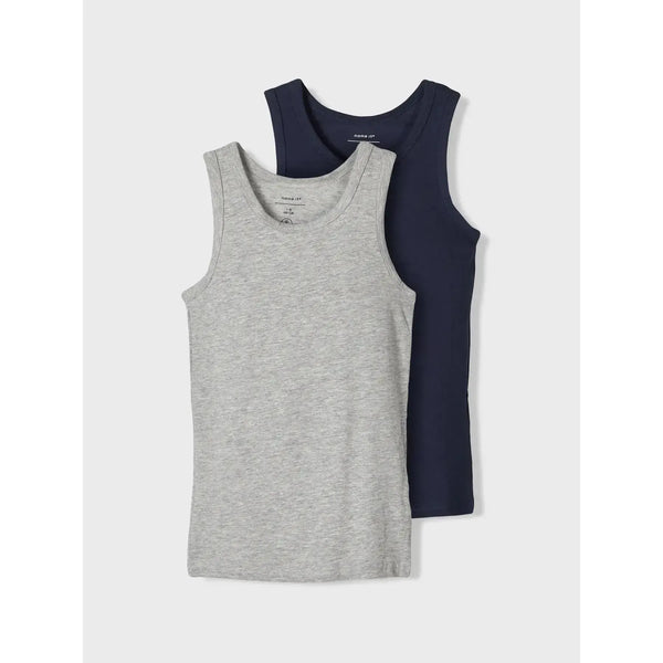Name it Undertrøjer 2pak NOOS - Grey melange/Dark Sapphire-undertøj-Name it-Ollifant.dk