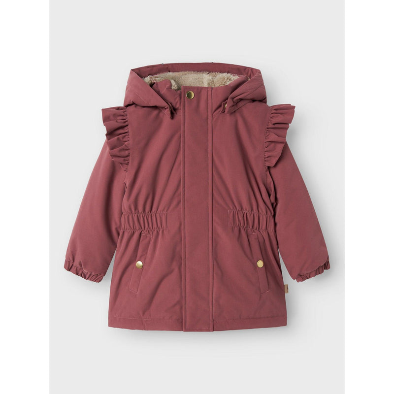 Name it vinterjakke SNOW05 FRILL - Rose Brown-Jakke-Name it-Ollifant.dk