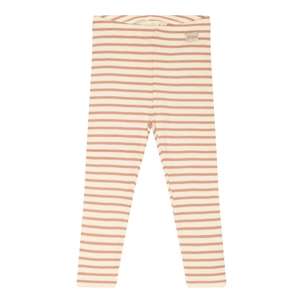 petit piao - Legging Modal Striped - Cafè Rose/Off White-Leggings-petit piao-Ollifant.dk