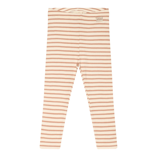 petit piao - Legging Modal Striped - Cafè Rose/Off White-Leggings-petit piao-Ollifant.dk