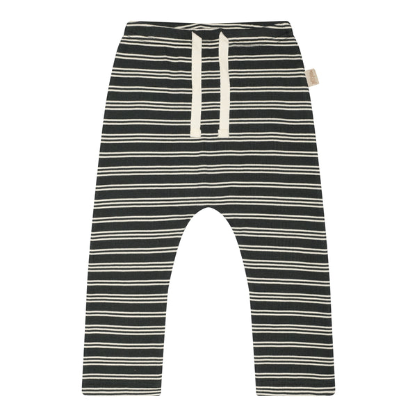 petit piao - Pants Modal Thin Striped - Pine Green/Off White-Leggings-petit piao-Ollifant.dk