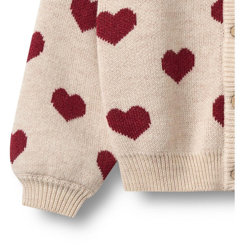 Wheat Cardigan JACQAURD Merino - Hearts-Cardigan-Wheat-Ollifant.dk