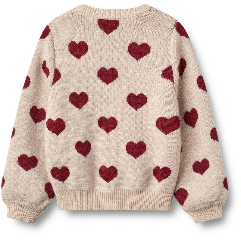 Wheat Cardigan JACQAURD Merino - Hearts-Cardigan-Wheat-Ollifant.dk
