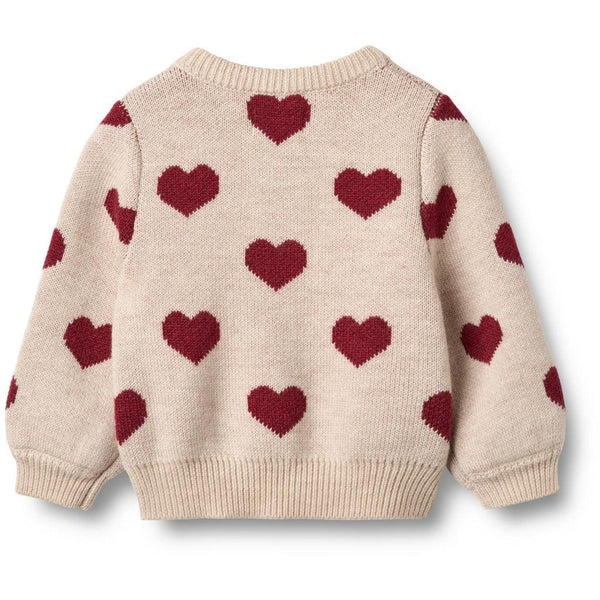 Wheat Cardigan JACQUARD Merino - Hearts-Cardigan-Wheat-Ollifant.dk