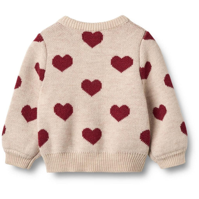 Wheat Cardigan JACQUARD Merino - Hearts-Cardigan-Wheat-Ollifant.dk