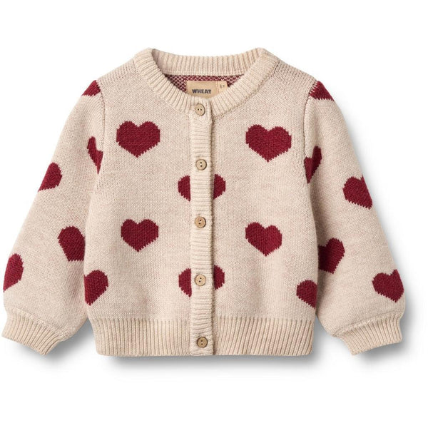 Wheat Cardigan JACQUARD Merino - Hearts-Cardigan-Wheat-Ollifant.dk