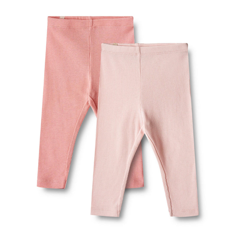 Wheat rib leggings Maddy 2pak - Rosette ballet-Leggings-Wheat-Ollifant.dk