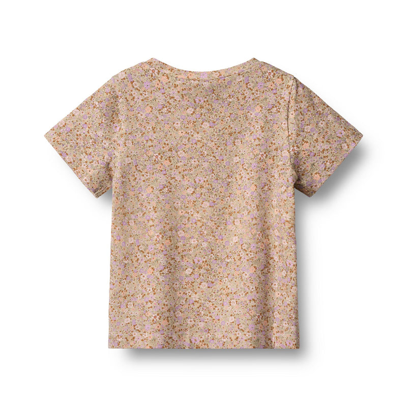 Wheat T-shirt MANNA - lilac flower meadow-t-shirt-Wheat-Ollifant.dk