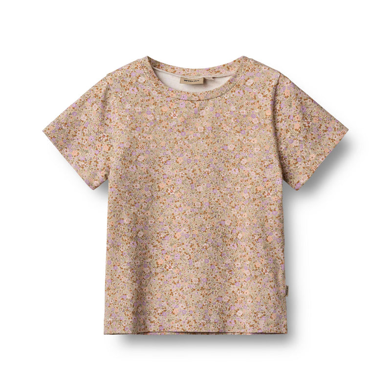 Wheat T-shirt MANNA - lilac flower meadow-t-shirt-Wheat-Ollifant.dk